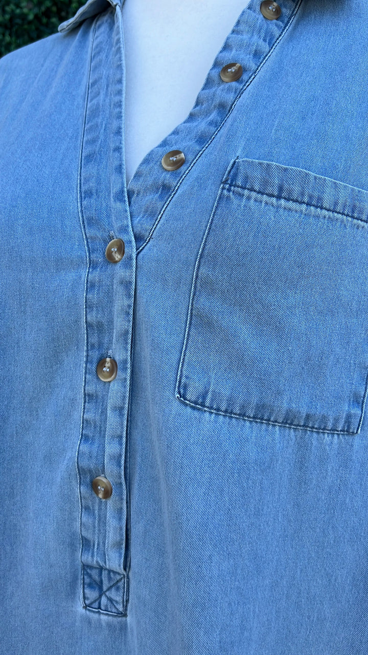 Denim Flounce Hem Dress