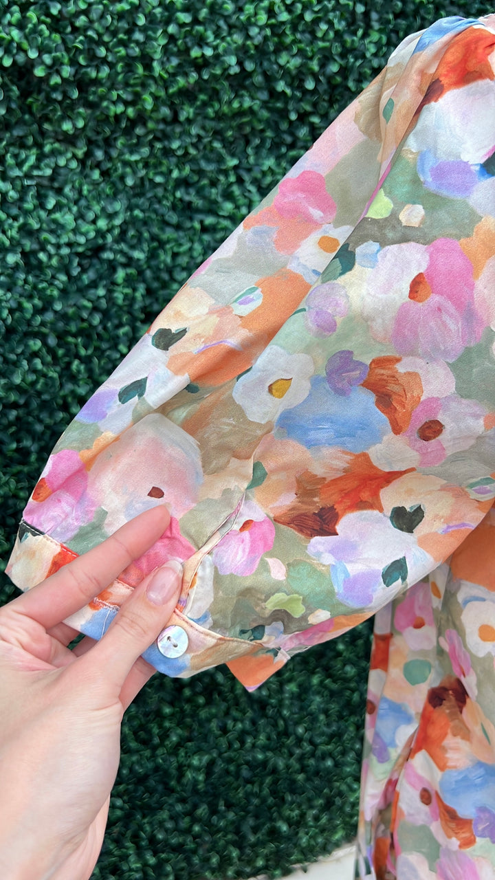 Smocked Floral Cotton Dress