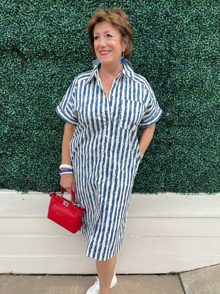 Blue Stripe Midi Dress