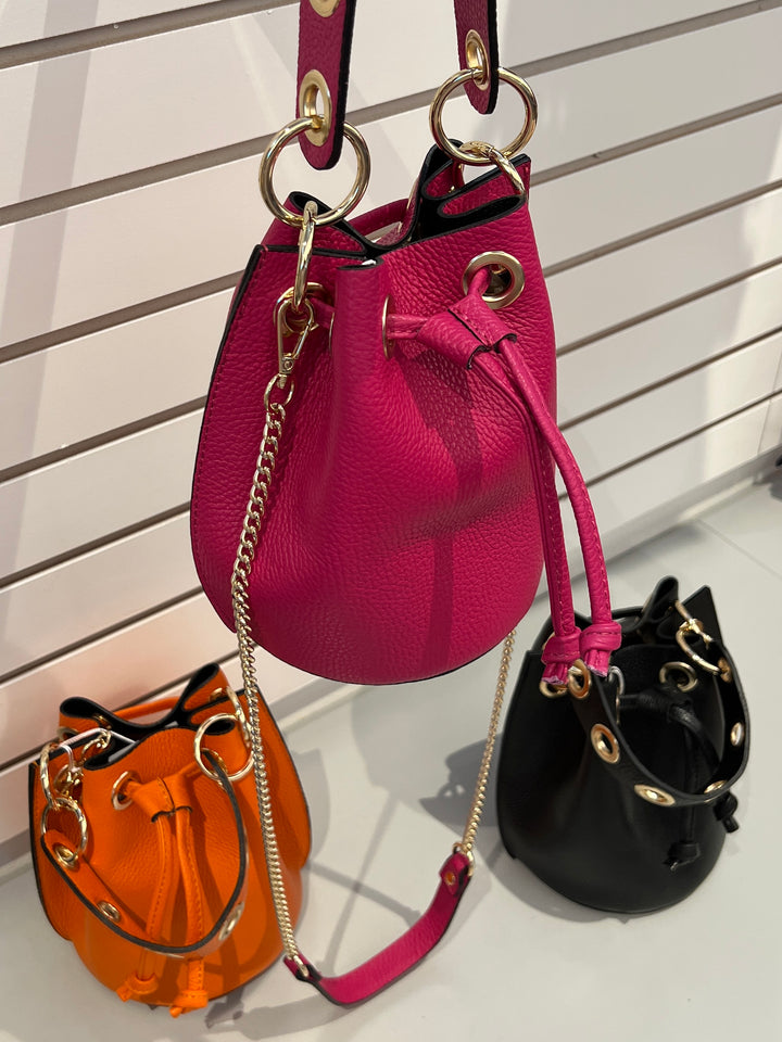 Grommet Leather Bucket Bag