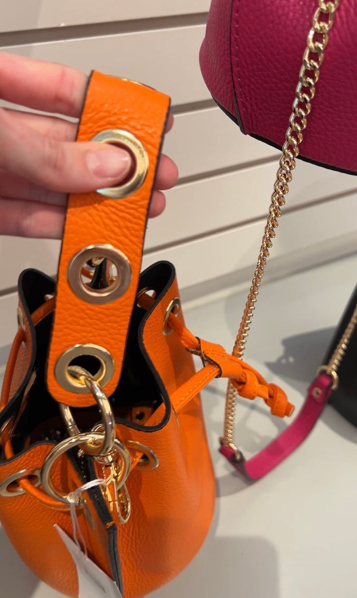Grommet Leather Bucket Bag