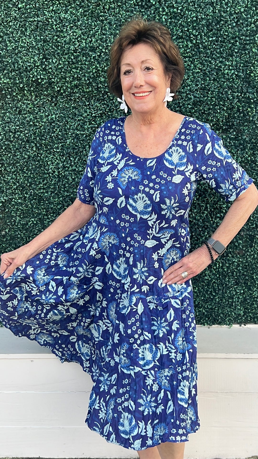 JESS Navy Print Midi Dress