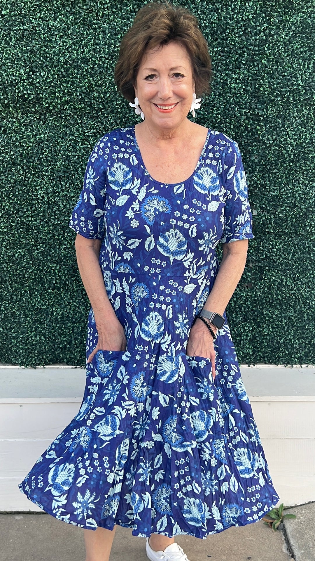 JESS Navy Print Midi Dress