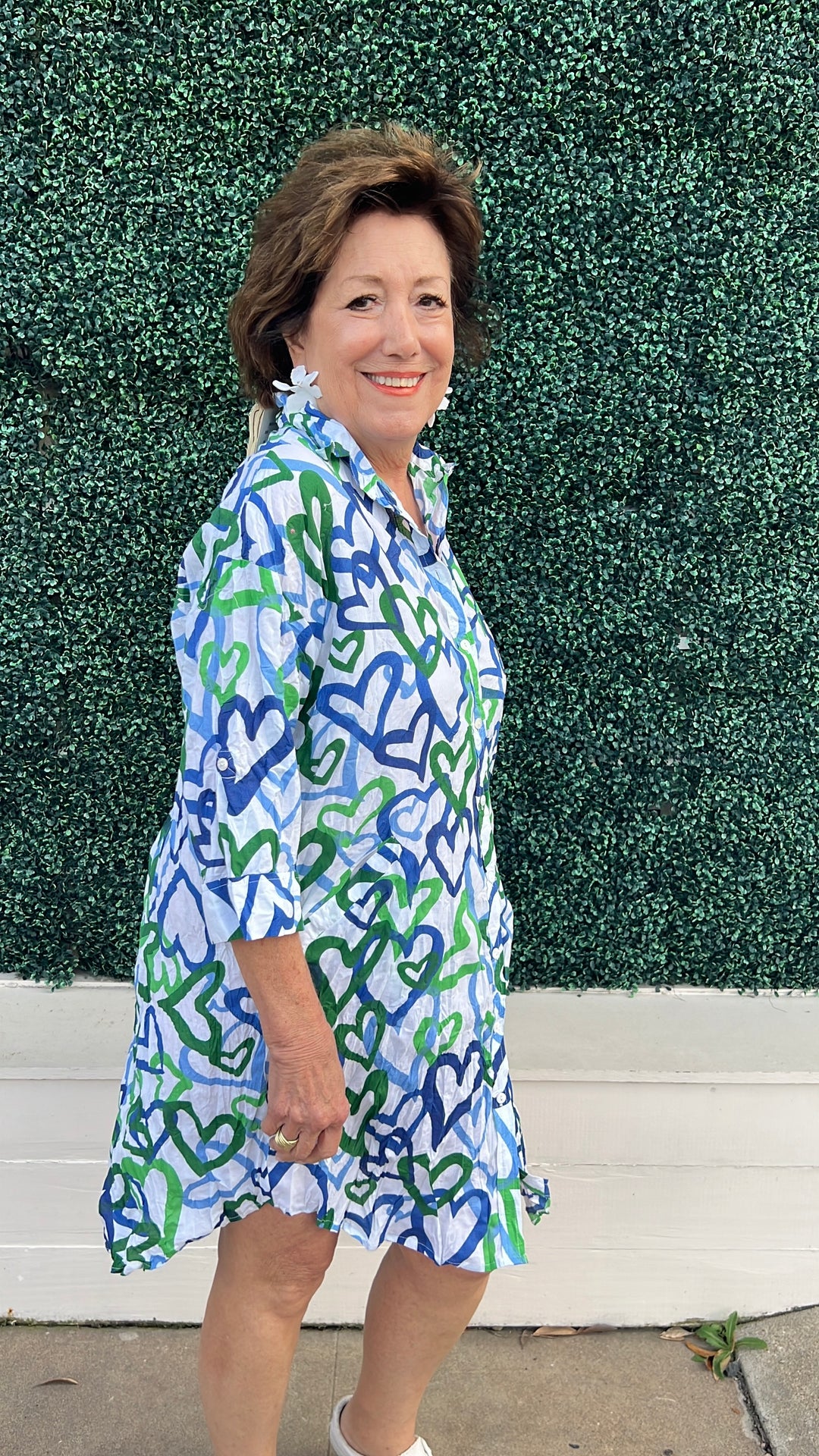 JIJI Green &amp; Blue Hearts Shirt Dress
