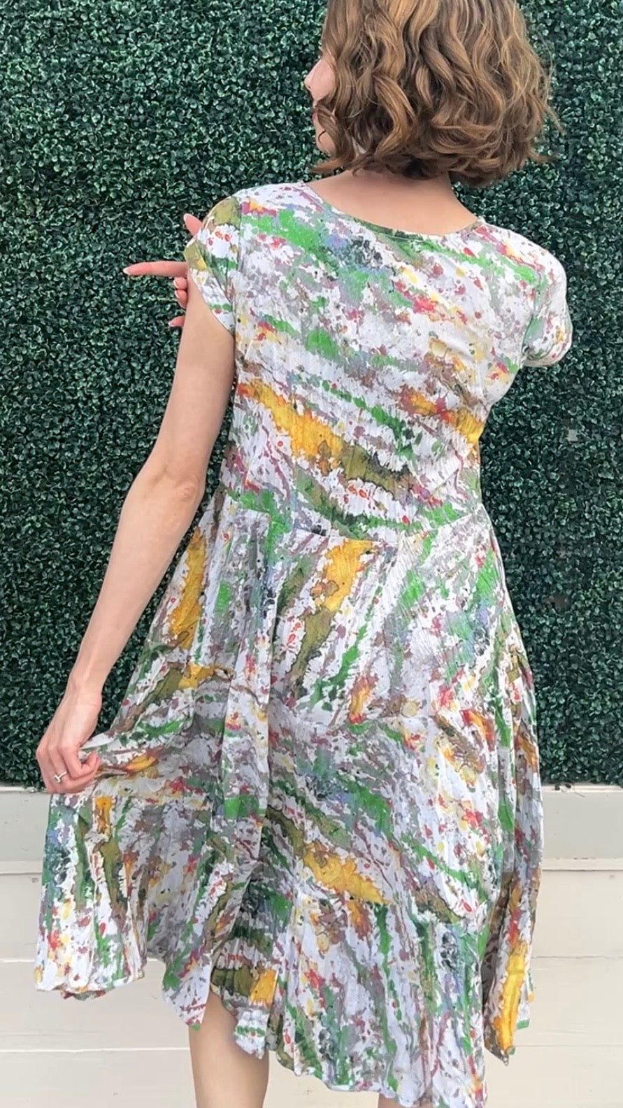 JALAN Stone &amp; Moss Print Midi Dress