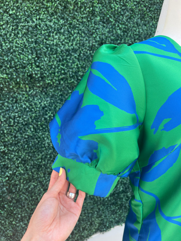 Bright Blue and Green Dress