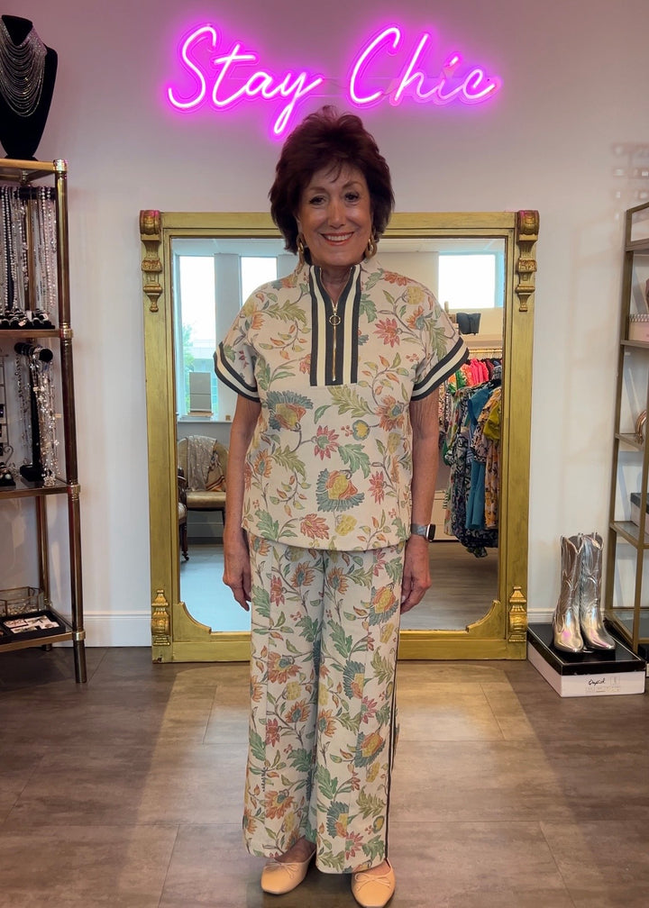 Half Zip Floral Track Top