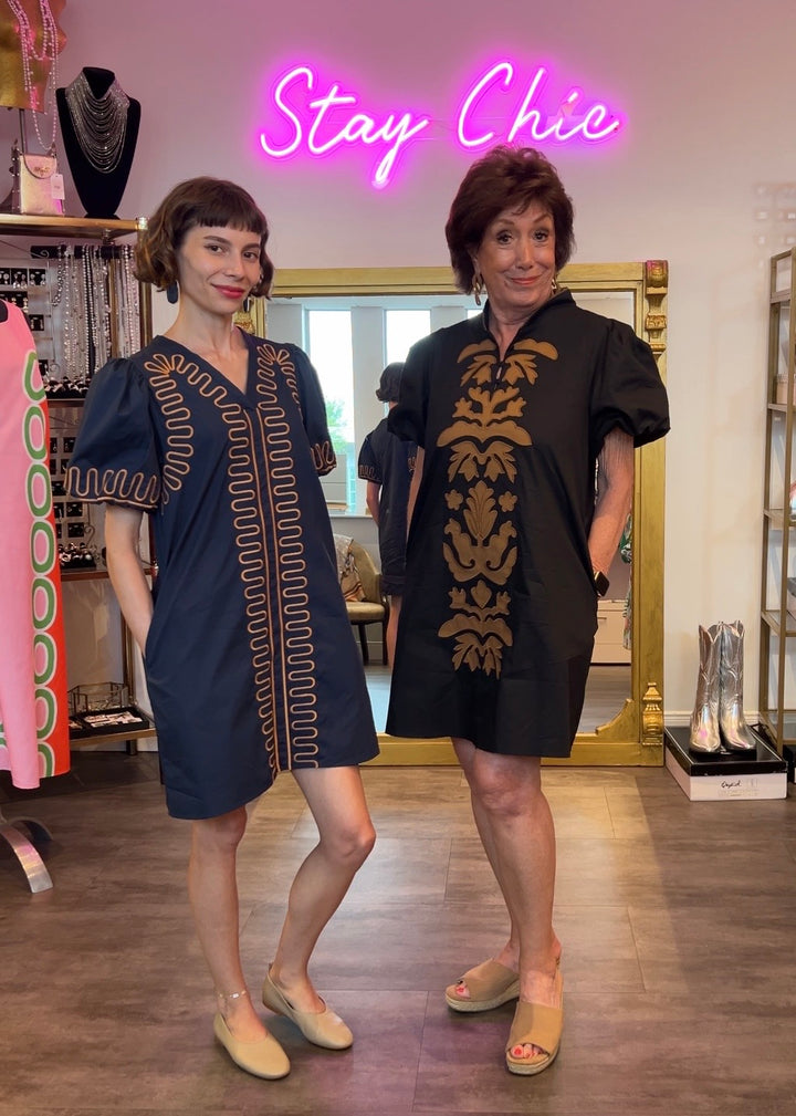 Vertical Embroidered Fall Cotton Dress