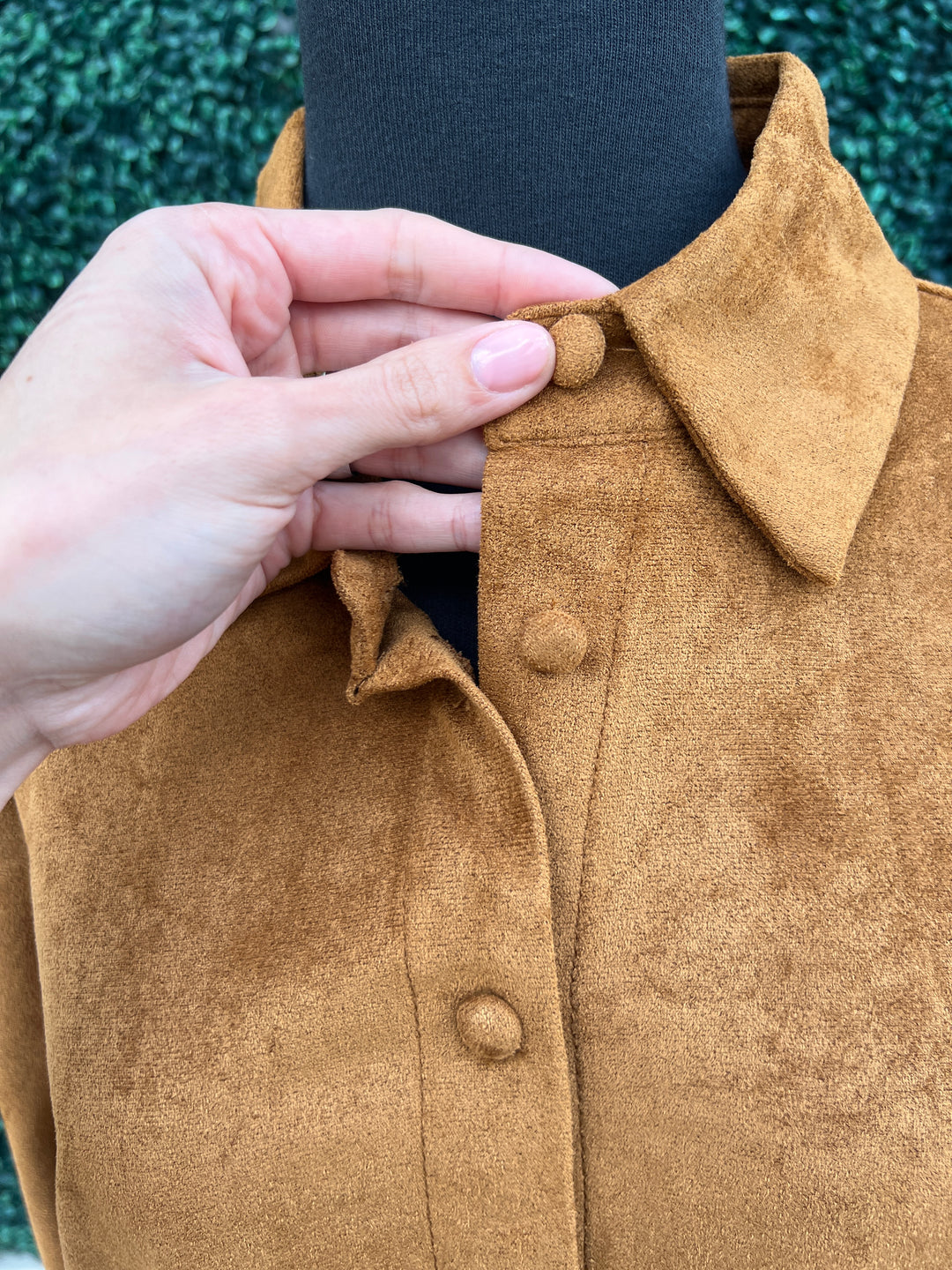 Long Sleeve Micro Suede Button Down