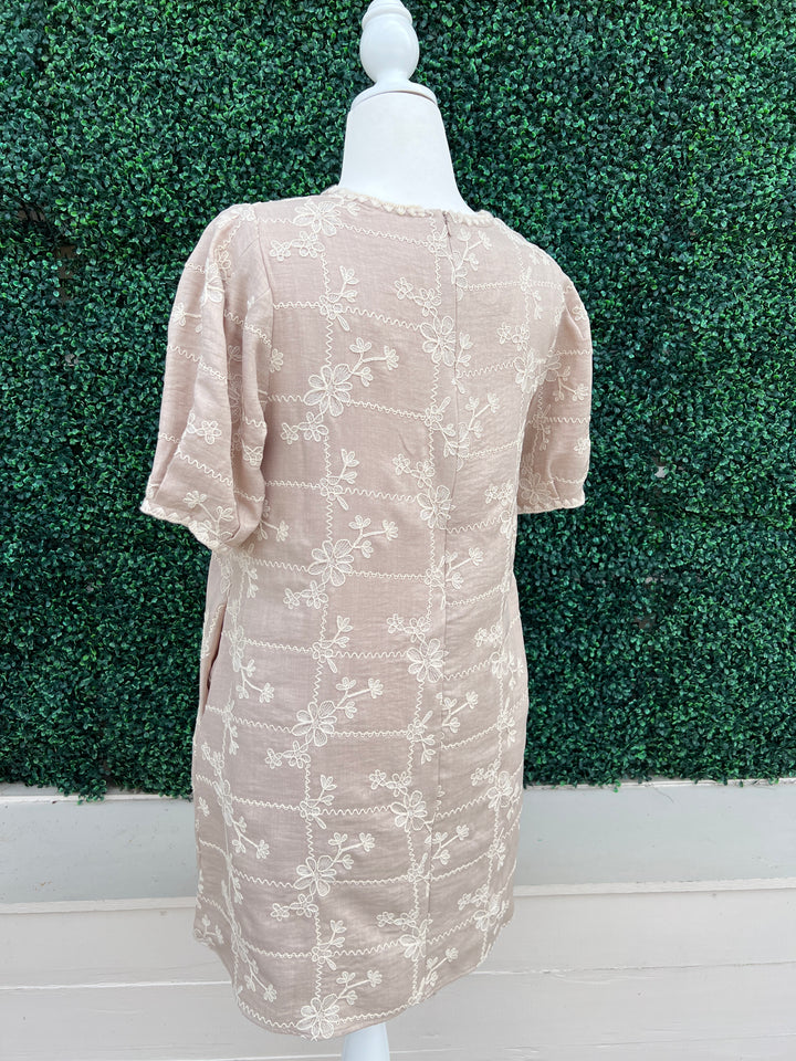 Khaki Embroidered Floral Dress Quality Women&