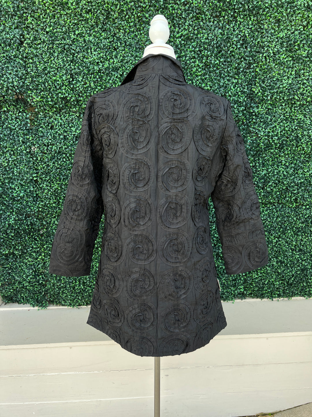 Long Puckered Ribbon Dressy Jacket Grace Chuang Fab Women Over 50 back