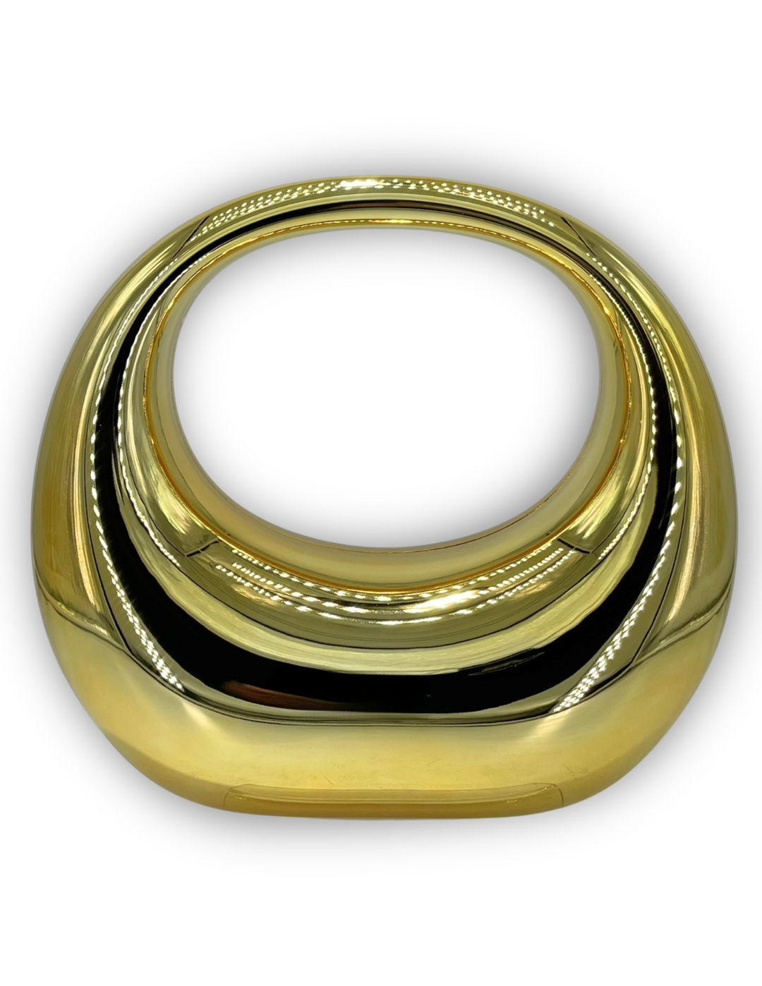 Metallic Crescent Acrylic Evening Purse gold holds your phone