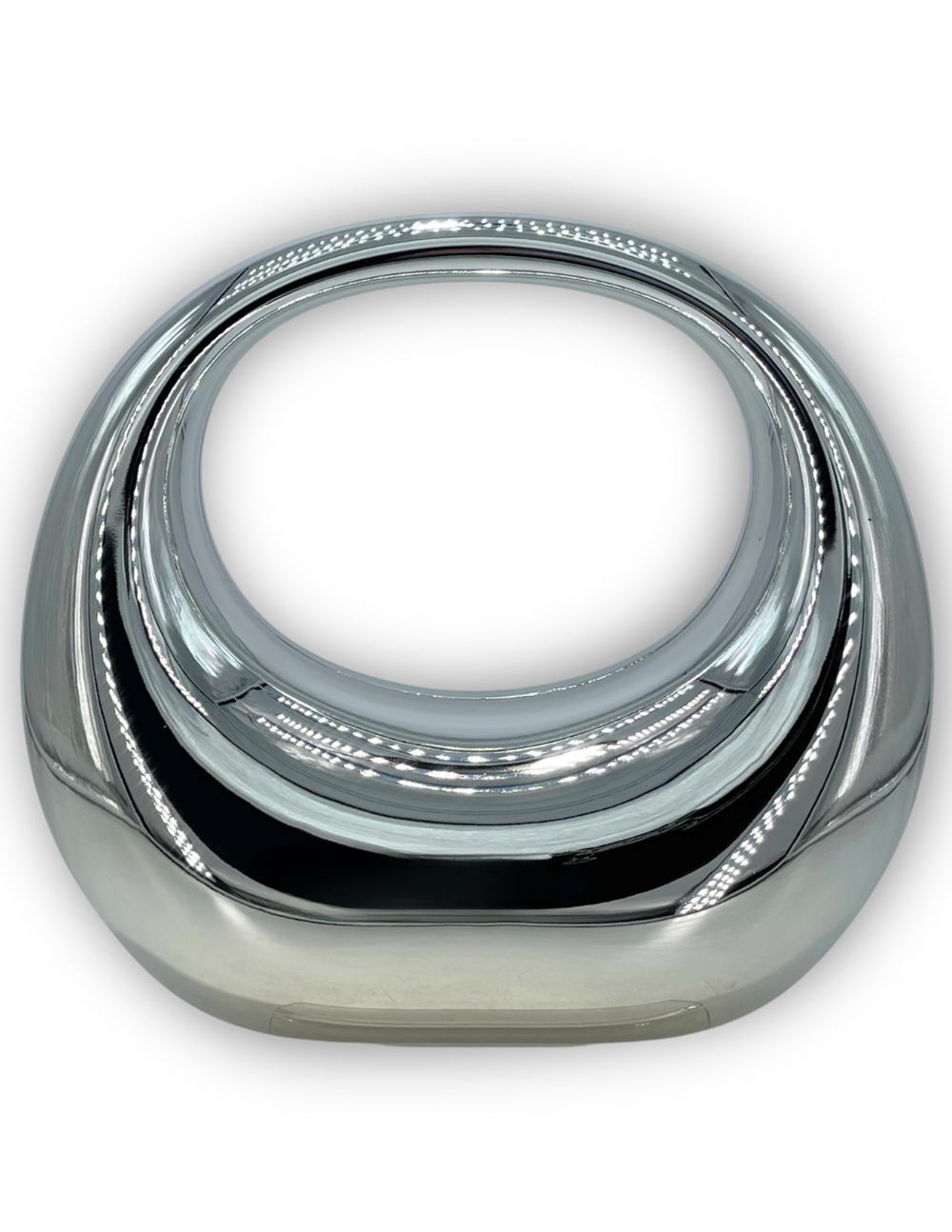 Metallic Crescent Acrylic Evening Purse silver holds your iphone