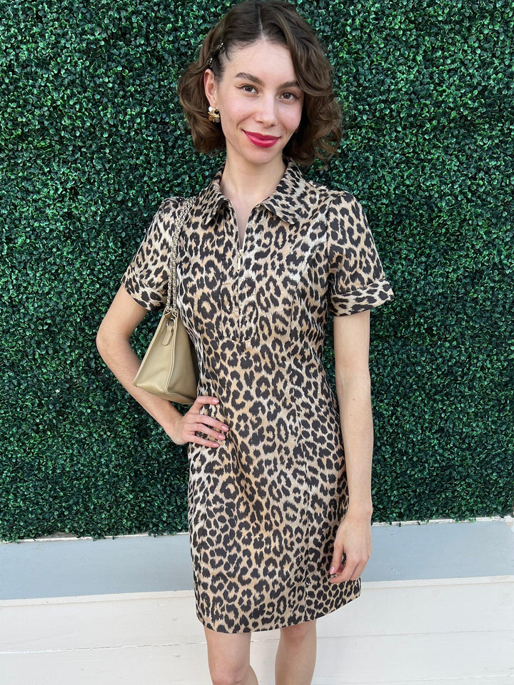 Metallic Leopard Half Zip Dress jade brand holiday happy hour outfit dresses ideas womens boutique