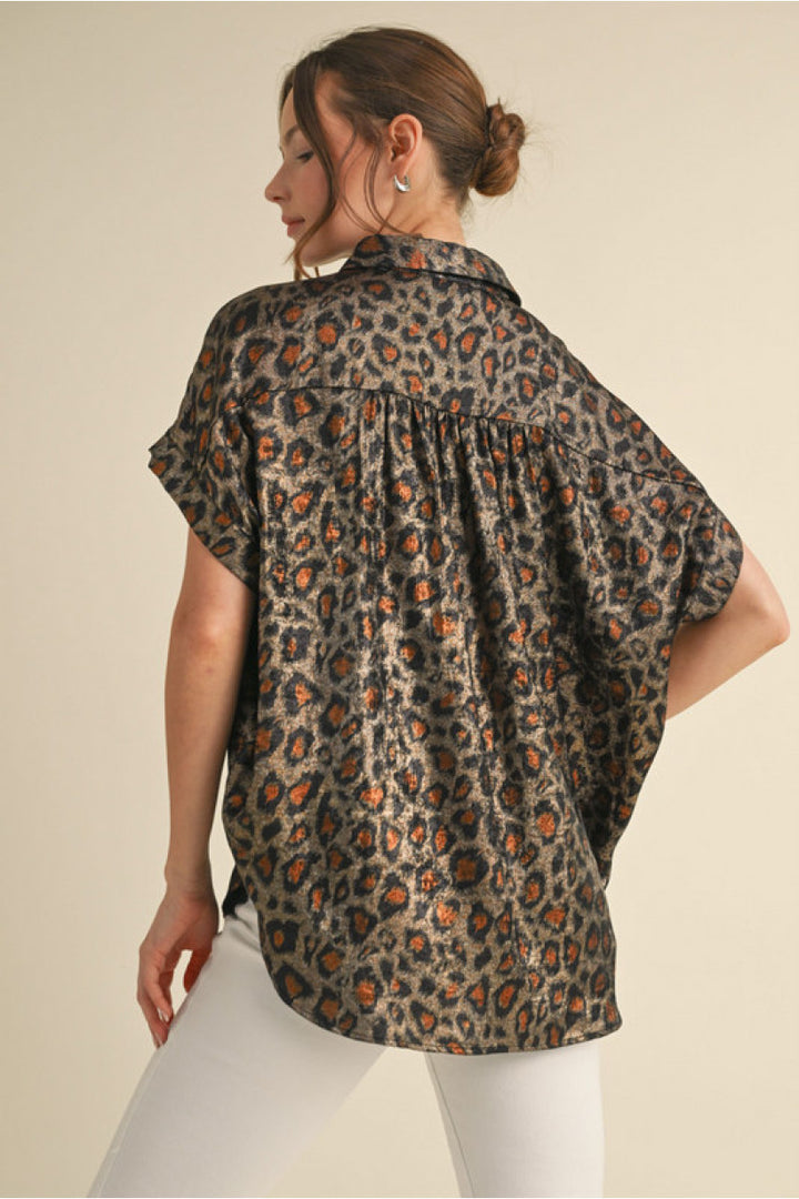 Metallic Leopard Oversized Top Online Women&