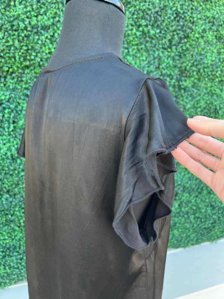 Milio Milano Inc brand high quality basics shell top satin black silky