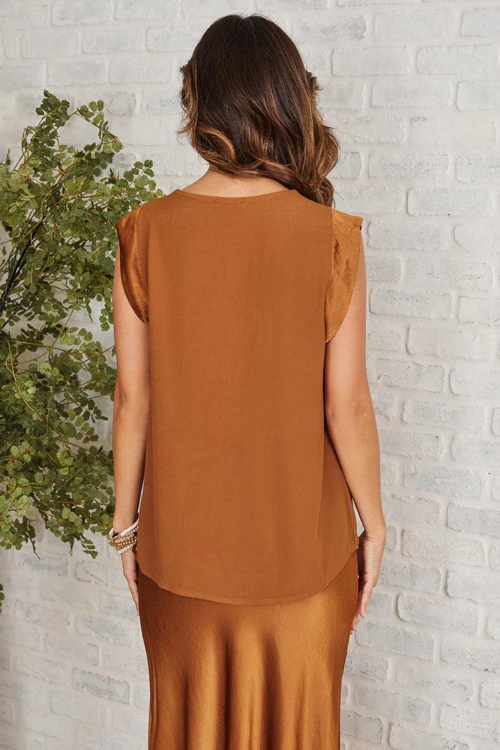 Milio Milano Inc navy v neck cap sleeve tank silky womens trendy online boutique high quality basics