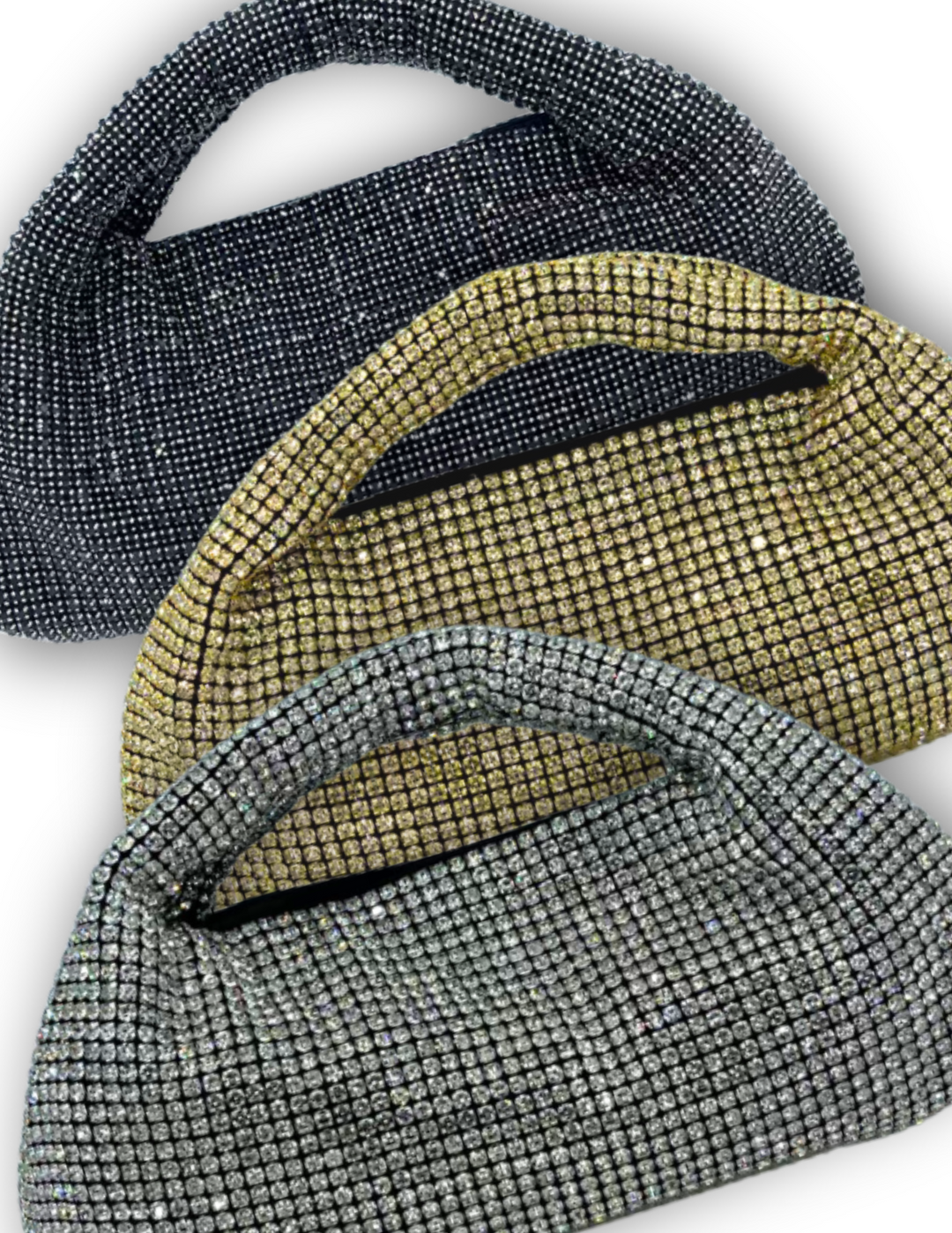 Mini Hobo Rhinestones Evening Bag in black silver and gold