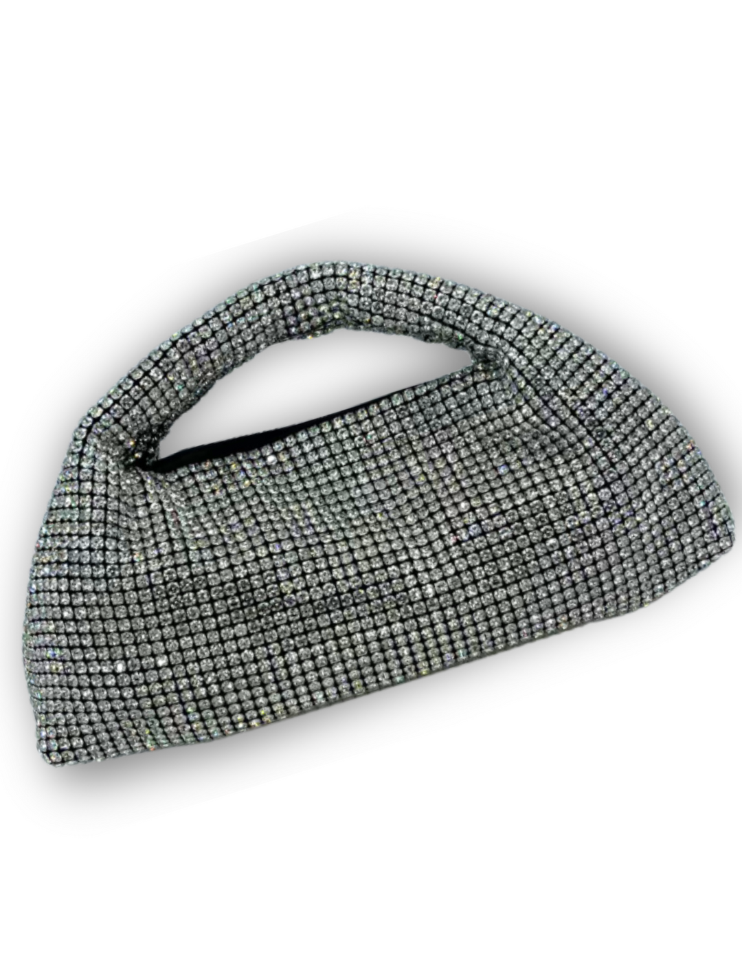Mini Hobo Rhinestones Evening Bag in silver with black backing