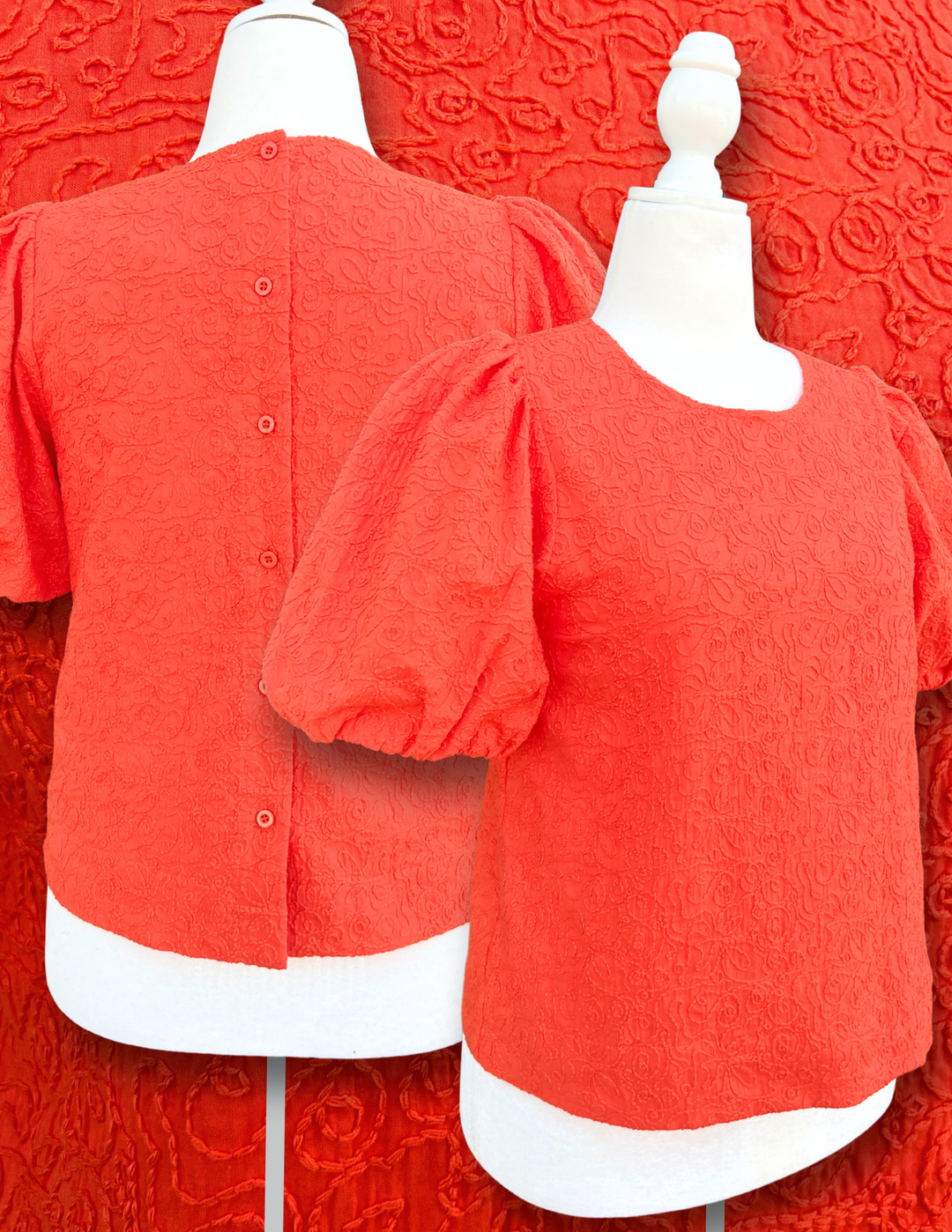 Orange Embroidered Cotton Blouse Quality Women's Boutique Clothing