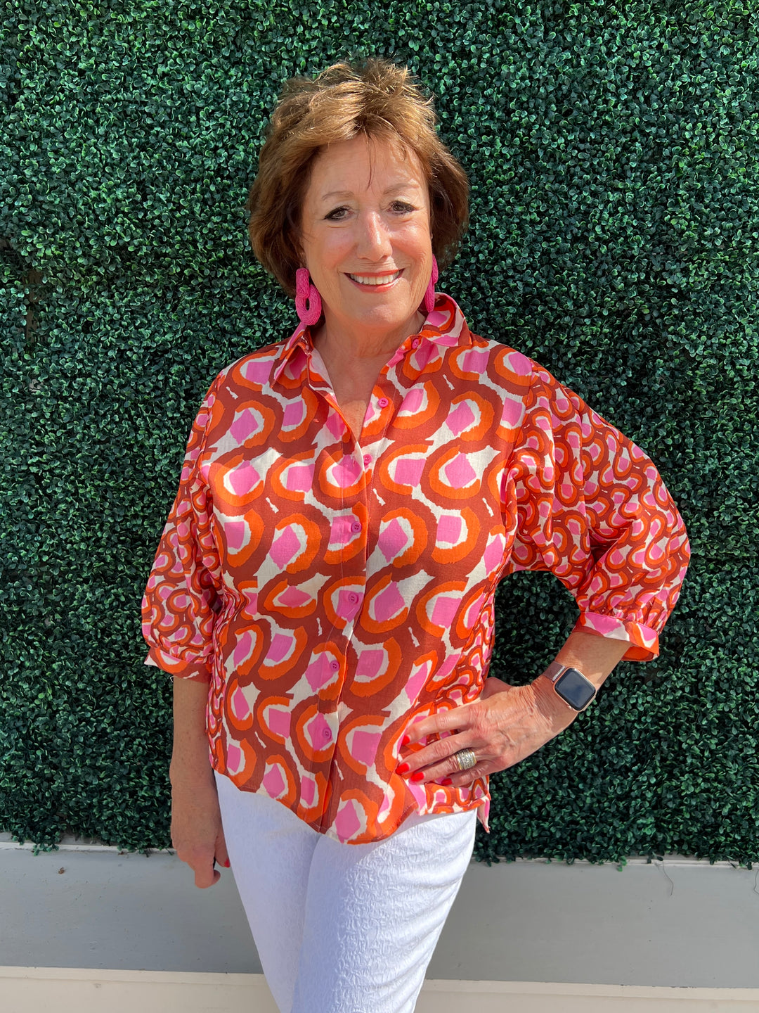 Orange & Pink Rainbows Blouse Quality Women's Boutique Clothing summer