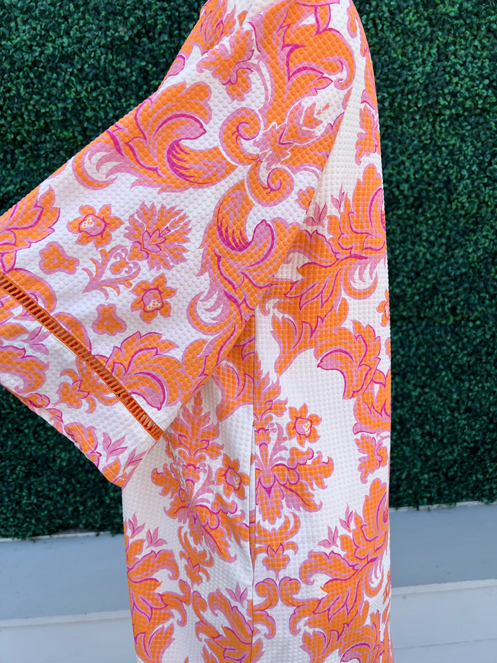 Orange and Pink Paisley Print Dress Quality Women&