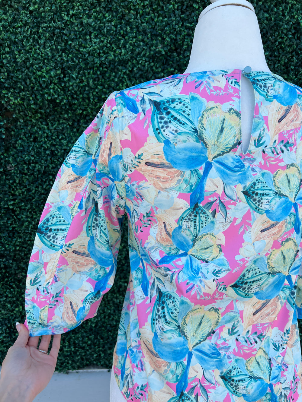 Orchid Floral Print Top Women's Printed Clothing Boutique puff long sleeves
