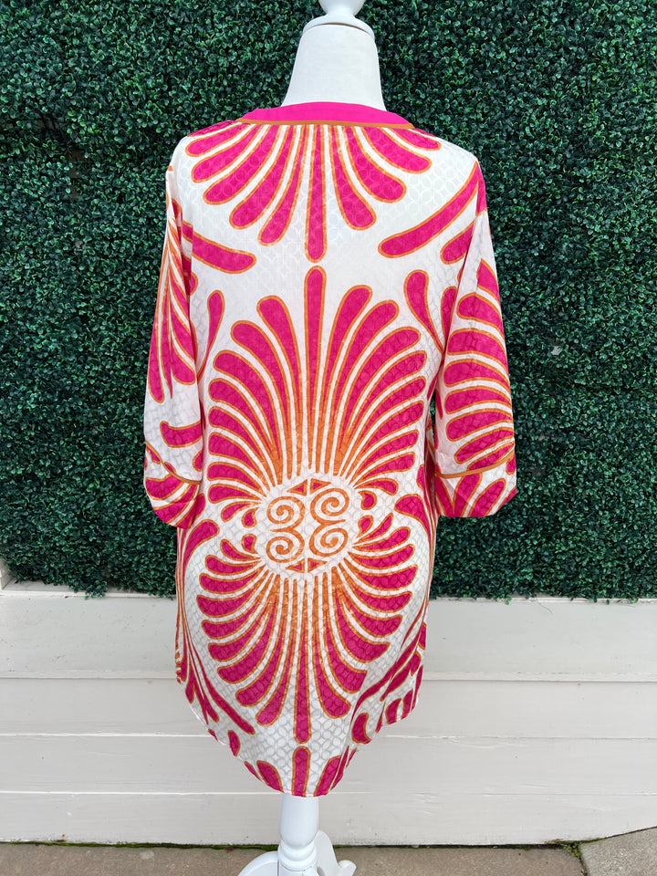 Palm Print Tunic Dress Vacation Dresses Quality Women&