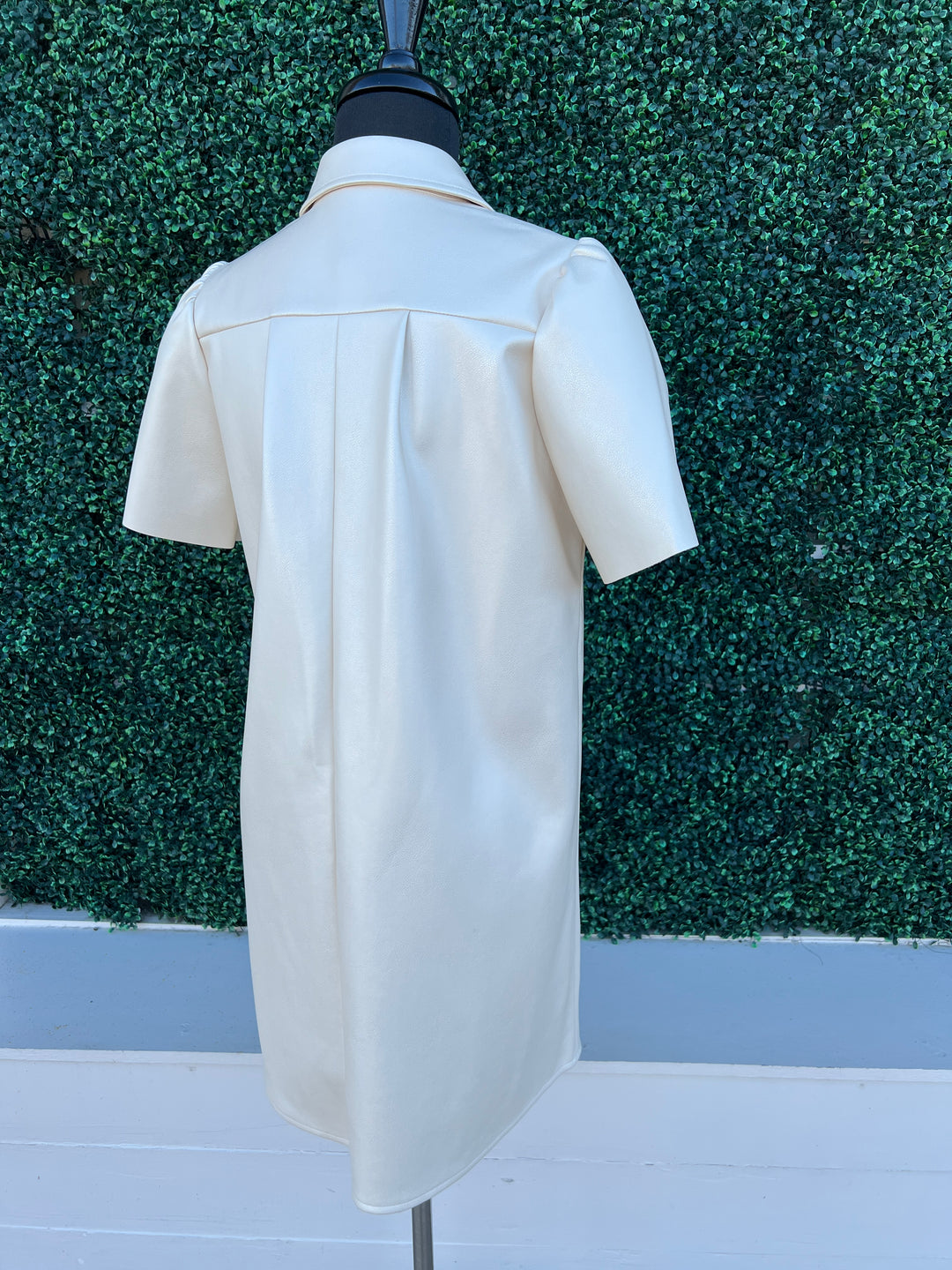 Pearlescent Pleather Shirt Dress Quality Women&