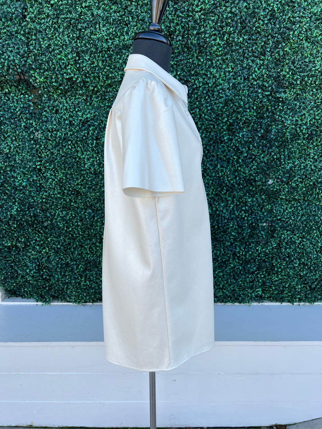 Pearlescent Pleather Shirt Dress Quality Women&