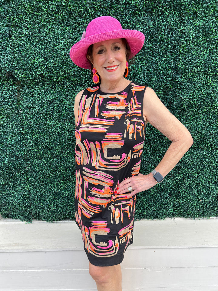 Pink and orange Embroidered Paint Dress THML Dresses Boutique