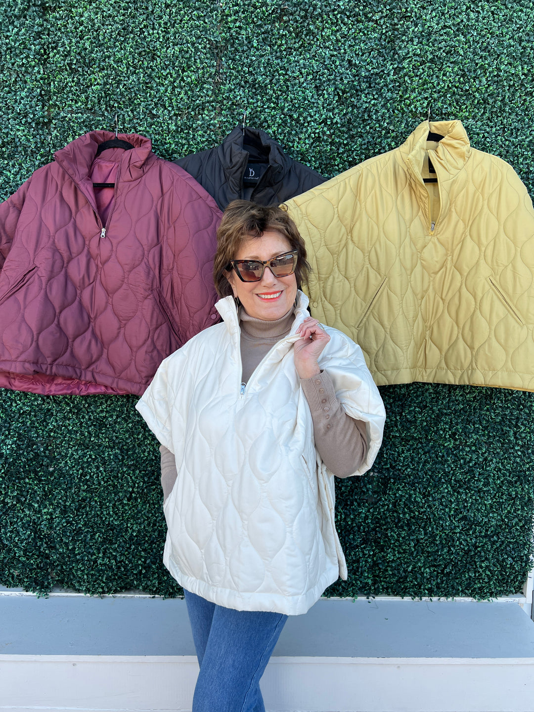 Quilted Poncho Zip Front