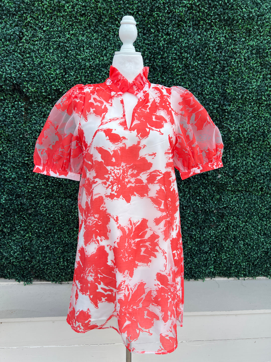 Red and White Organza Dress Best Online Women over 50  Boutique Houston Texas 