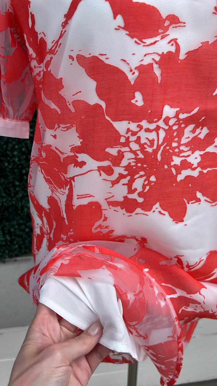 Red and White Organza Dress Best Online Women over 50  Boutique Houston Texas tres chic