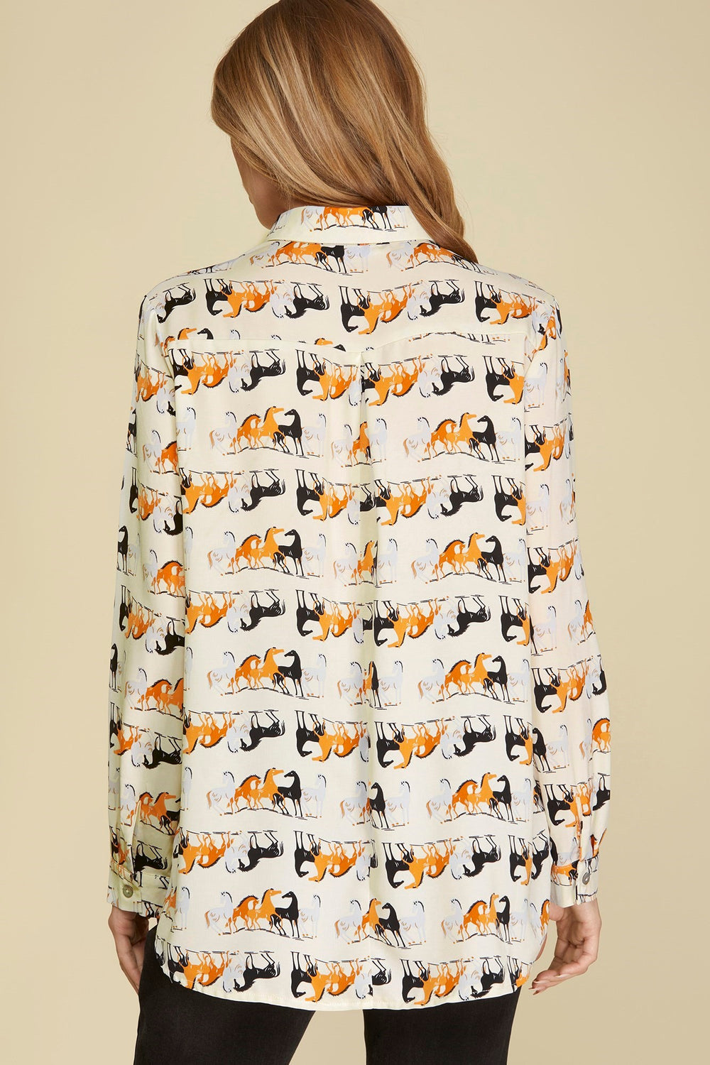 Rodeo Horse Print Button Up HLSR at southern style womens boutique