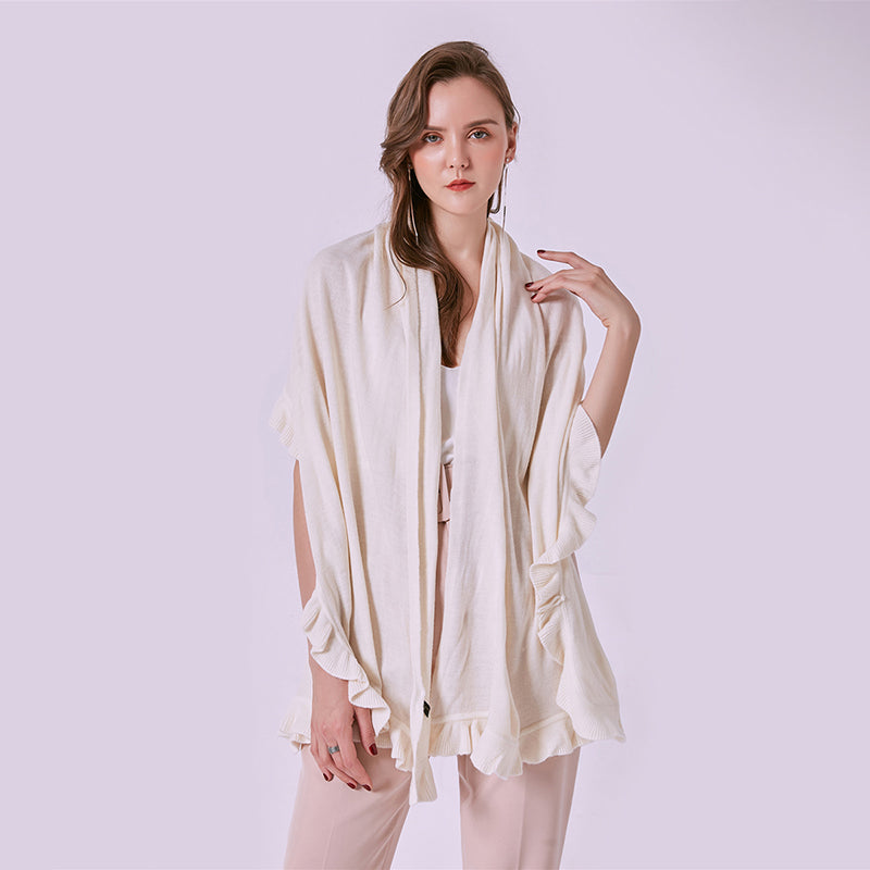 Ruffled Acrylic Shawl cream womens boutique