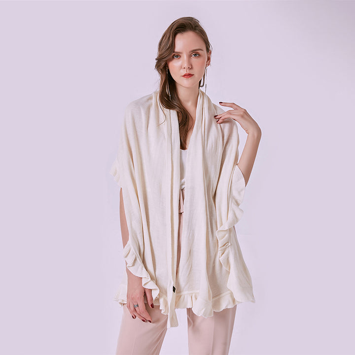 Ruffled Acrylic Shawl cream womens boutique