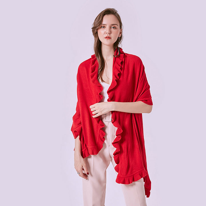 Ruffled Acrylic Shawl red womens boutique