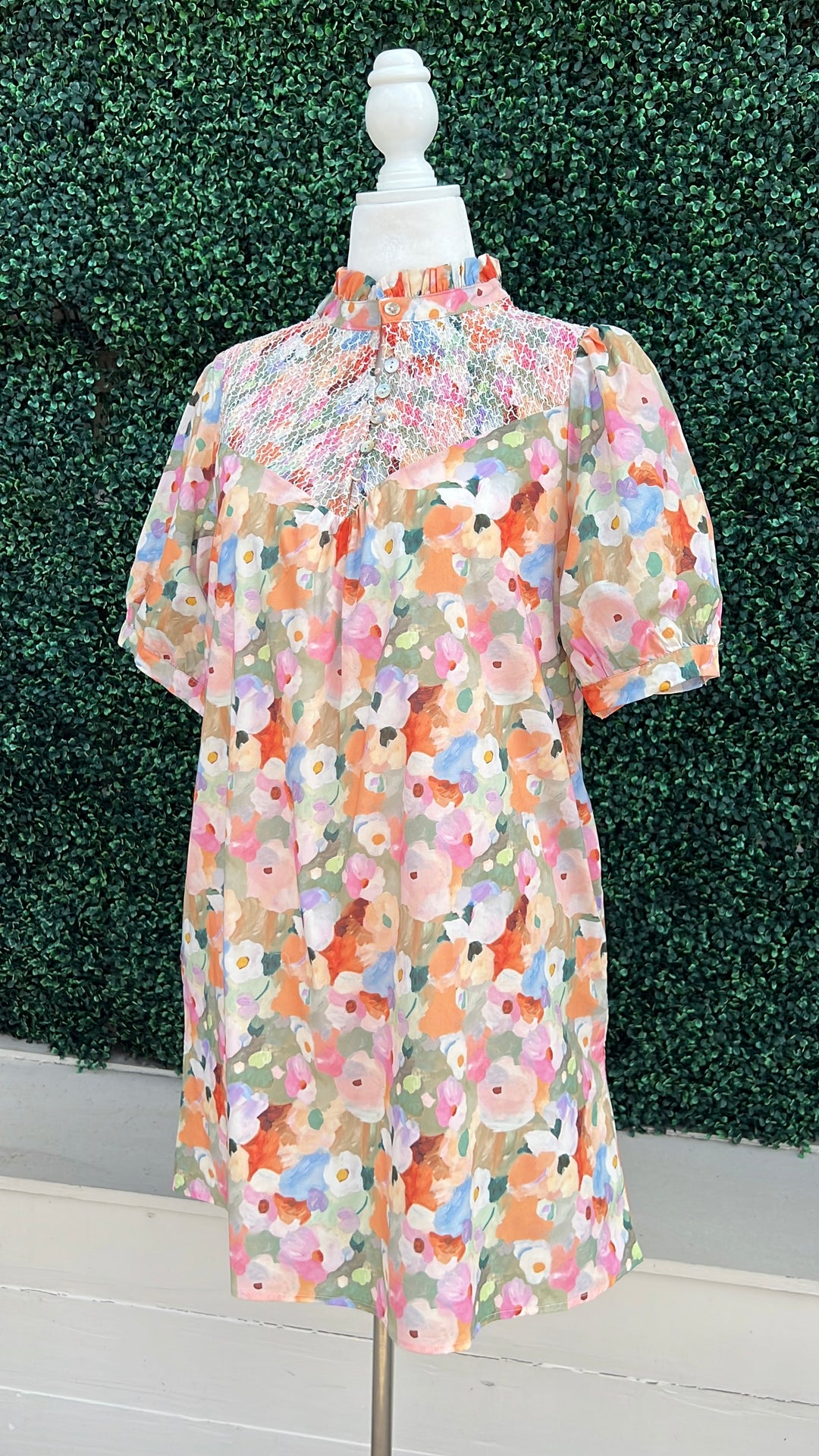 Smocked Floral Cotton Dress Online Women&