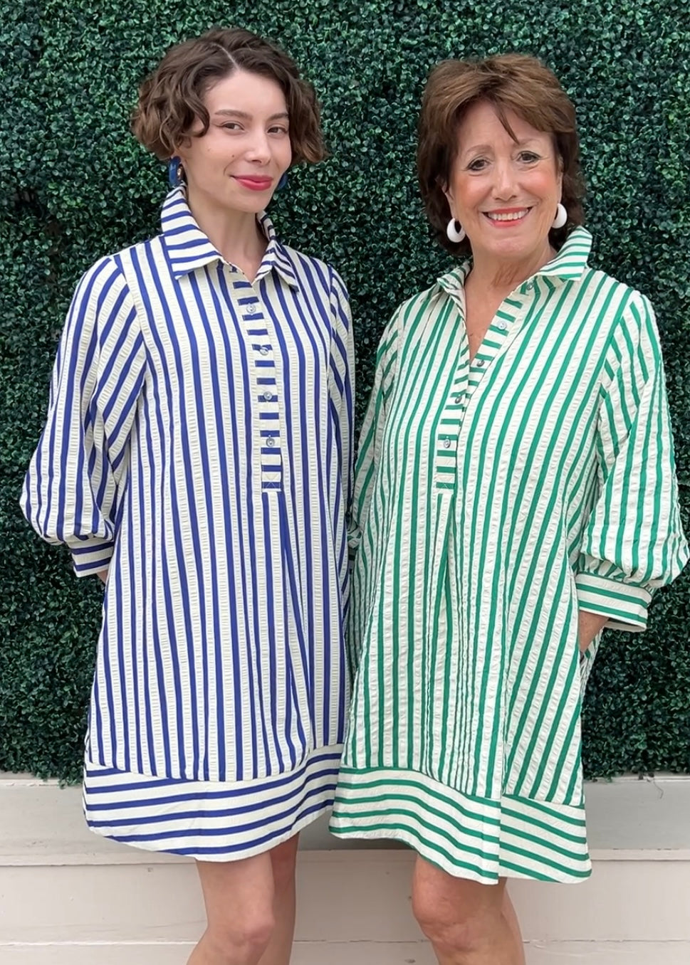 Striped Seersucker Dress a line Online Women's Boutique Affordable