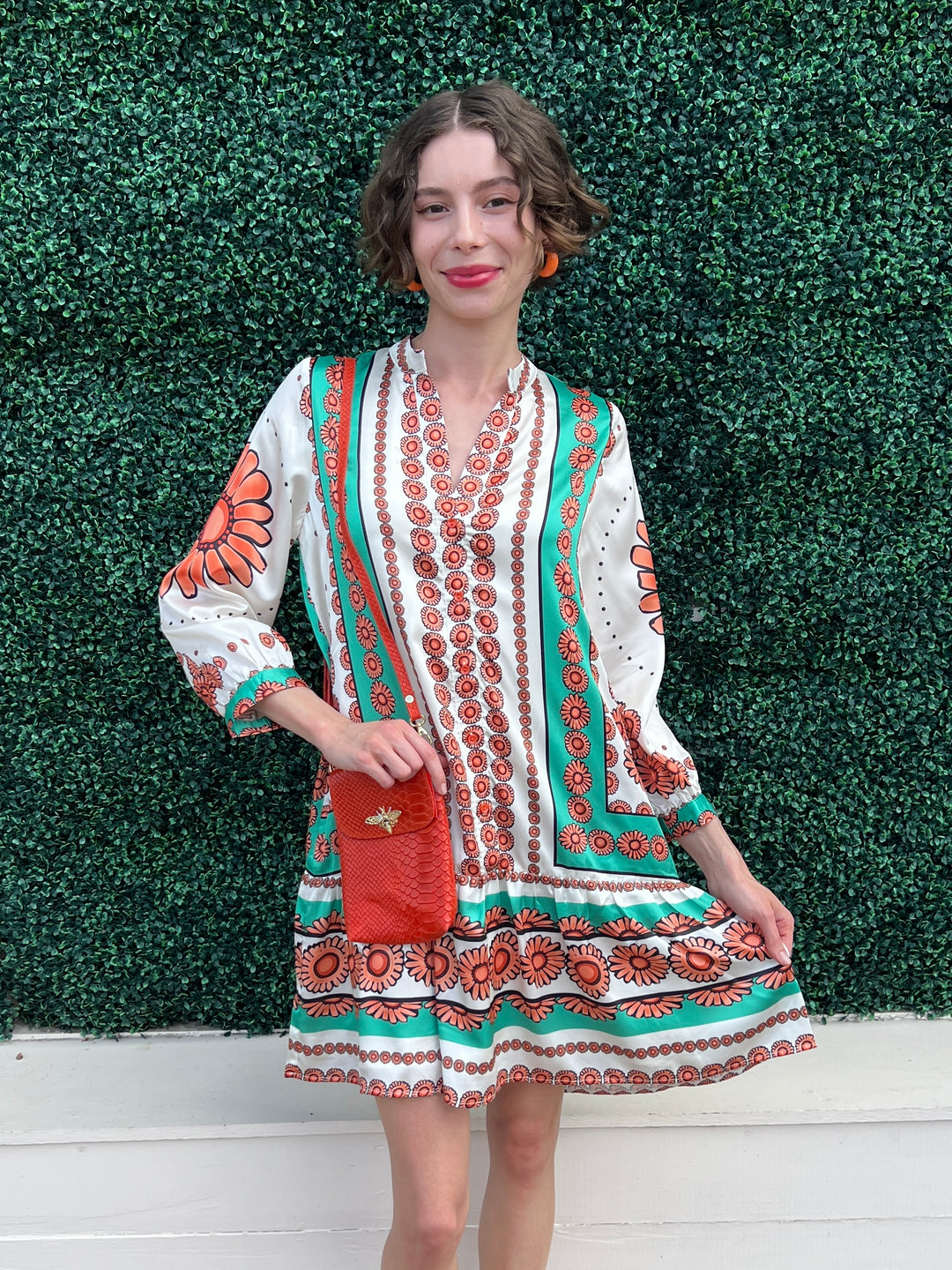 Sunflower Print Dress Quality Women's Clothing Summer Dress