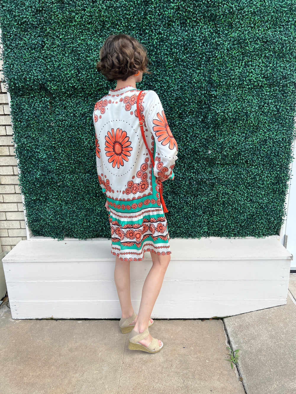 Sunflower Print Dress Quality Women's Clothing Summer Dress back of dress