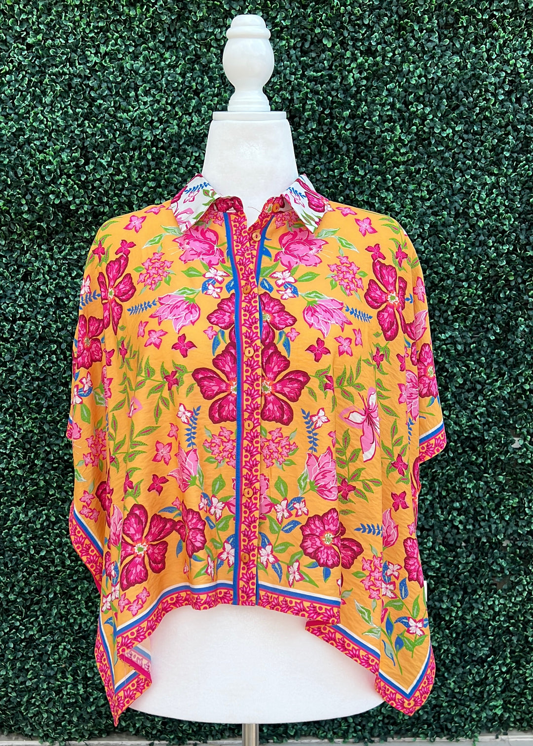 Tropical Floral Scarf Print Top Resort Wear Women&