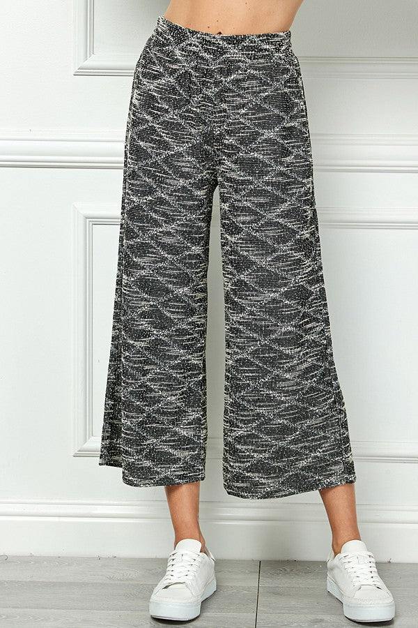 Tweed pattern athleisure wide-leg pants see and be seen