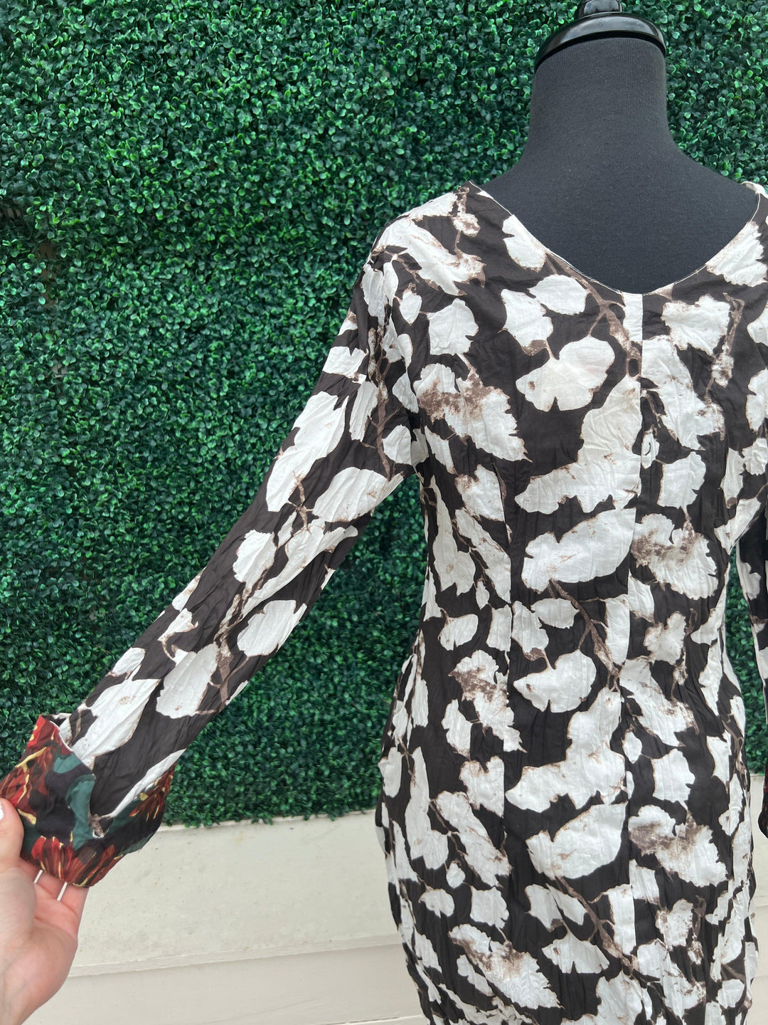 V neck button long sleeve floral print SOL 100% cotton dress addict dresses knee length womens boutique