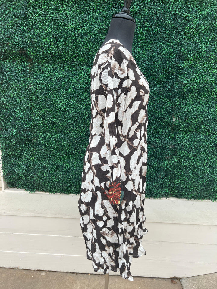 V neck button long sleeve floral print SOL 100% cotton dress addict dresses tres chic houston