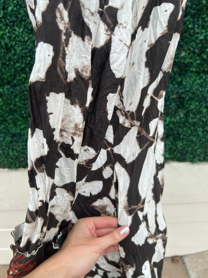 V neck button long sleeve floral print SOL 100% cotton dress addict dresses with pockets