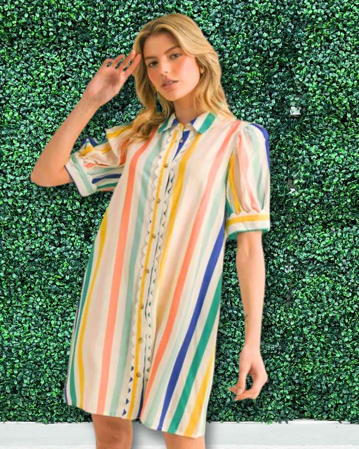 Vertical Rainbow Stripe Dress Jodifl Colorful Women&