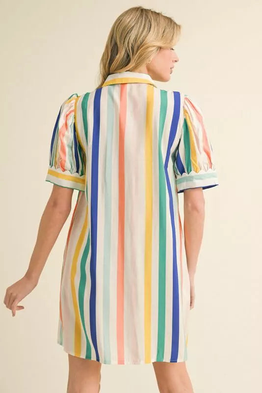 Vertical Rainbow Stripe Dress Jodifl Colorful Women&