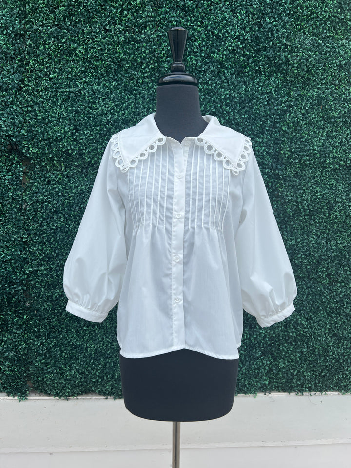 White Oversized Collar Blouse jade brand